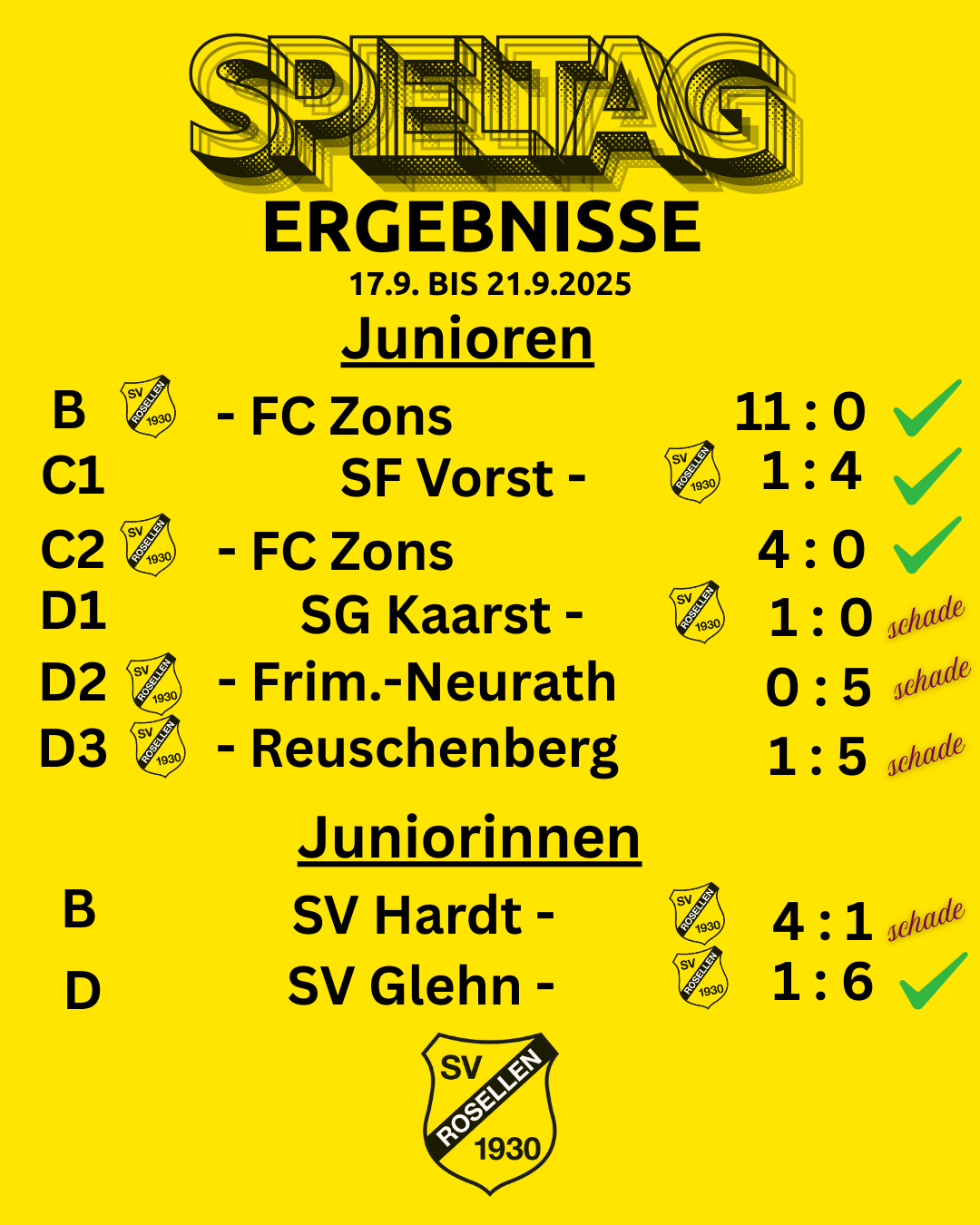 Spieltag Meldung 22 9 25