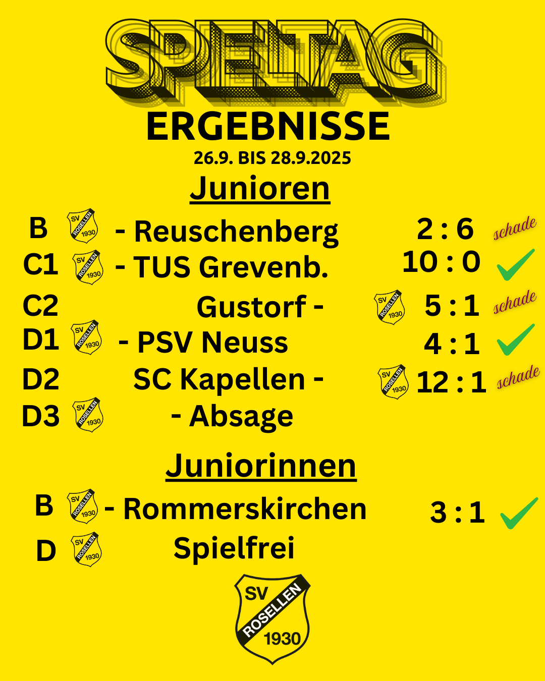 Spieltag Meldung 27 9 29