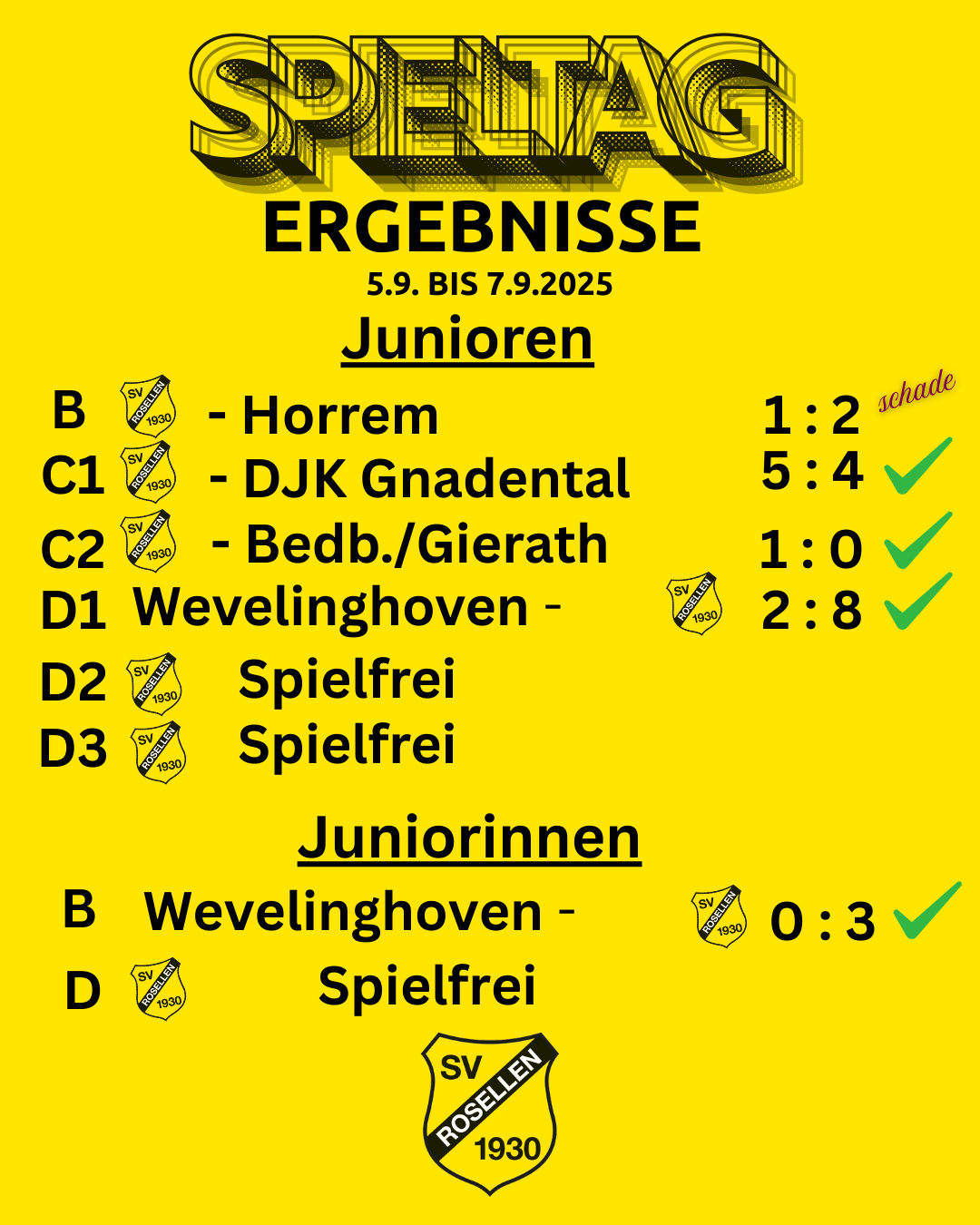 Spieltag Meldung 8 9 25